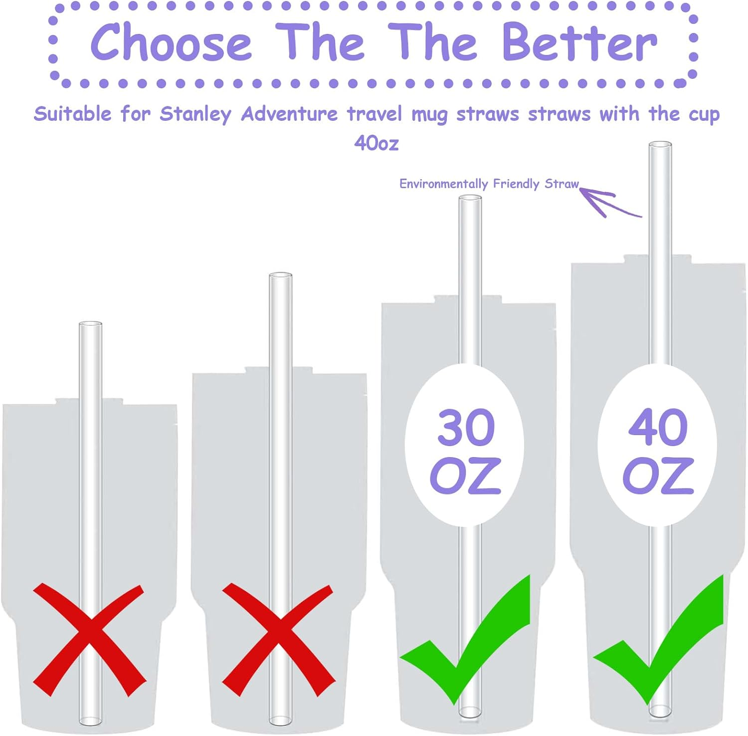 Pajitas transparentes compatibles con Stanley Adventure 40z, pajitas largas Tritan con cepillo de limpieza, cubiertas de paja de 3 uds., 6/12 Uds.