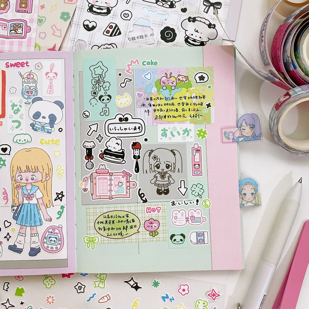 1Pc Kawaii Scrapbook Animal Deco Stickers Stationary Decorative Stickers for Arts Diy Journal Planner Phone Decal Stick
