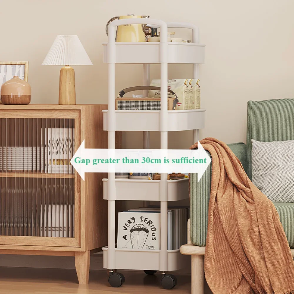 Mobile Storage Trolley Organizer Household Snacks Shelves Bedroom Multi-Layer Storage Racks Living Room Kitchen Cart with Wheels