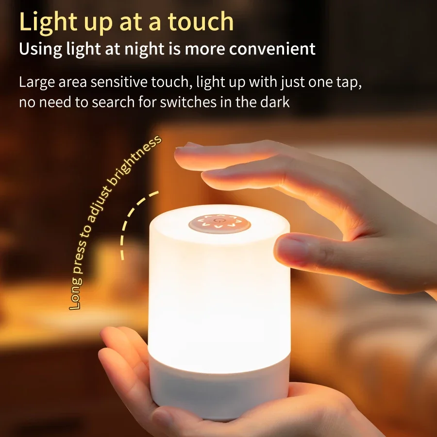 Lámpara LED de noche con Interruptor táctil, Control remoto, recargable, tres colores, luz regulable, sincronización, mesita de noche, luces de mesa de lectura para dormir
