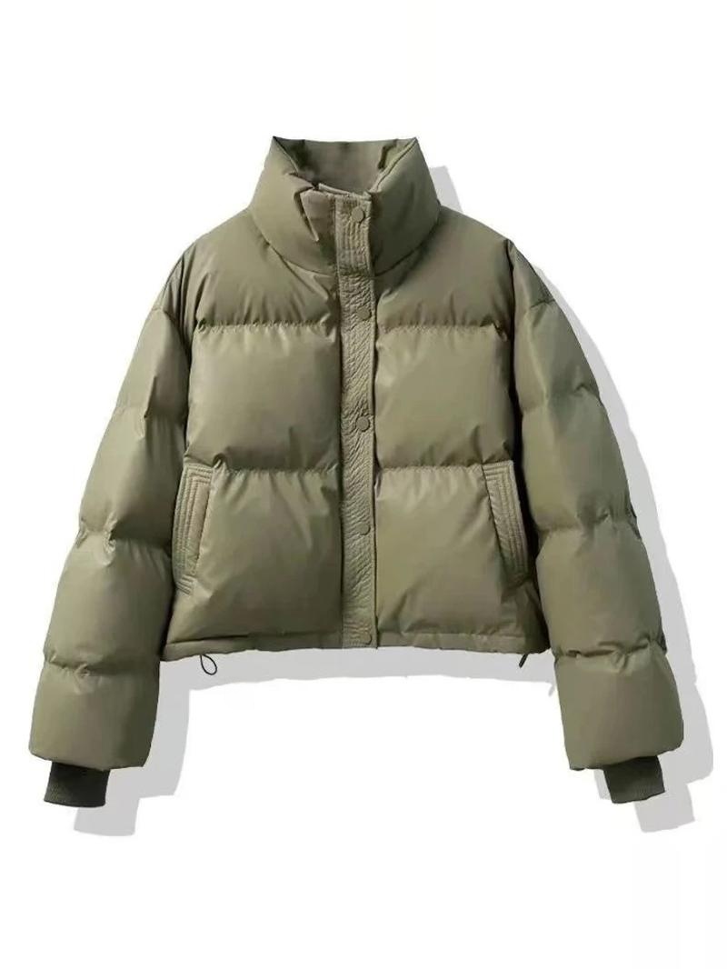 韓国スタイルショート肥厚コットンジャケット女性の上着パン Pu レザールーズフィットスタンドカラー冬新着