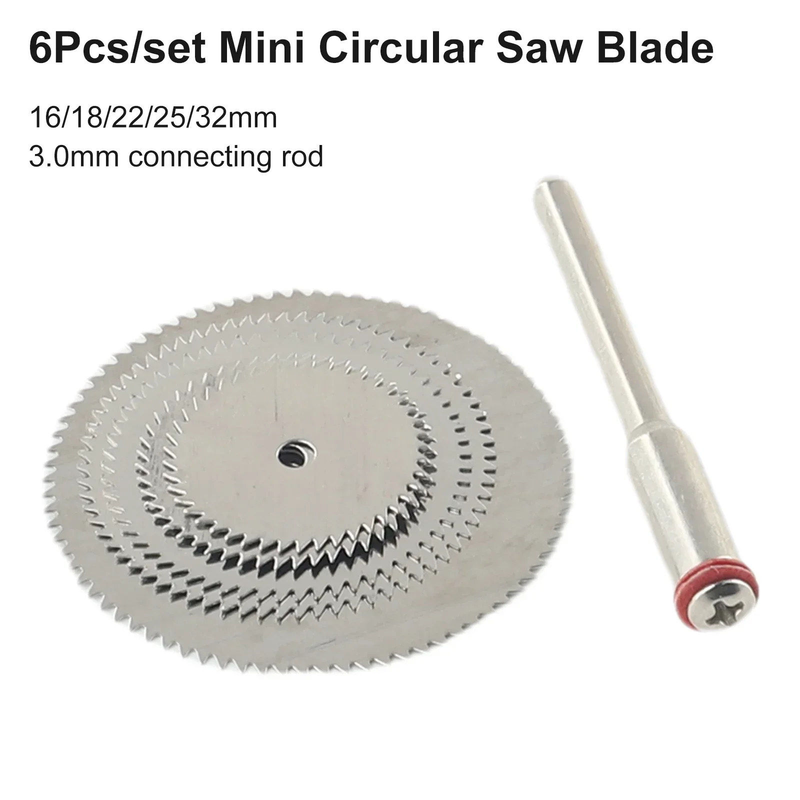 3MM 맨드릴 세트가있는 5pcs 원형 톱 블레이드 로타리 도구 용 스테인레스 스틸 커팅 디스크 커터 디스크 16/18/22/25/32mm