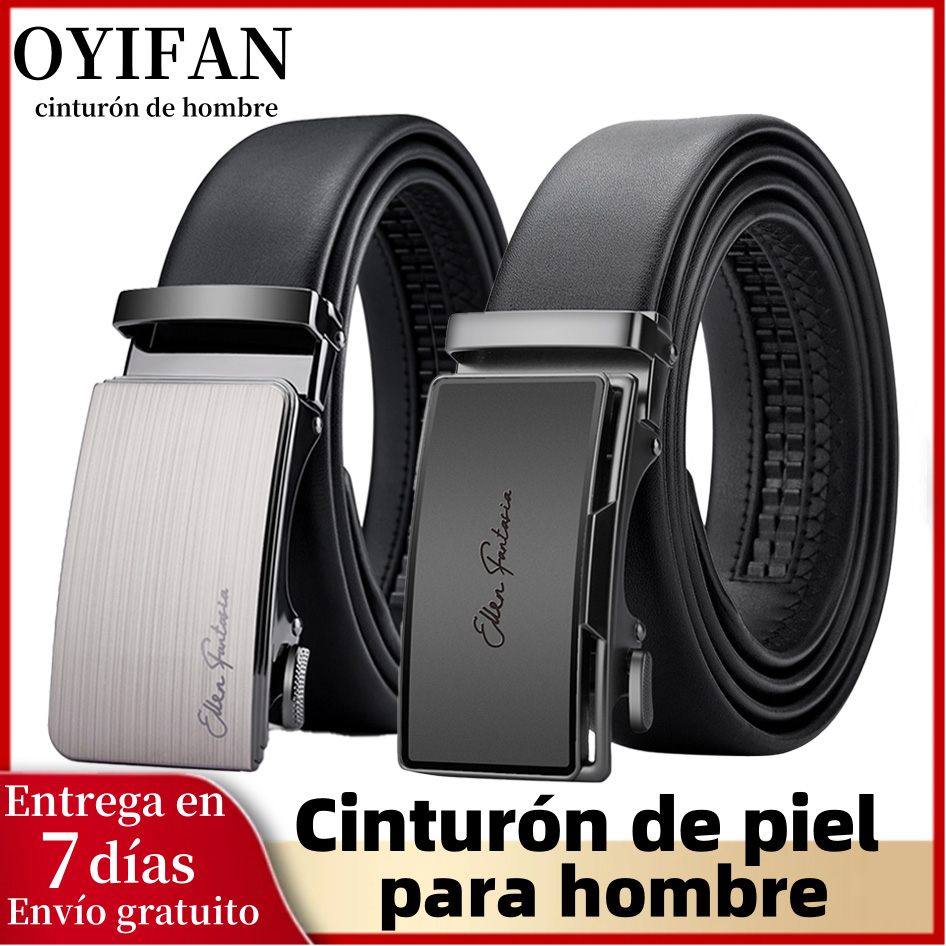 OYIFAN Cinturón para hombre Cinturón de cuero genuino para hombre Cinturones automáticos Pretina ajustable Cinturones de negocios 