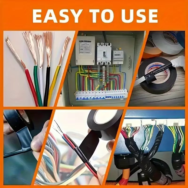 Cinta eléctrica de caucho negro resistente a altas temperaturas de 50 m, adhesivo aislante duradero y suave, utilizado para uso industrial, doméstico