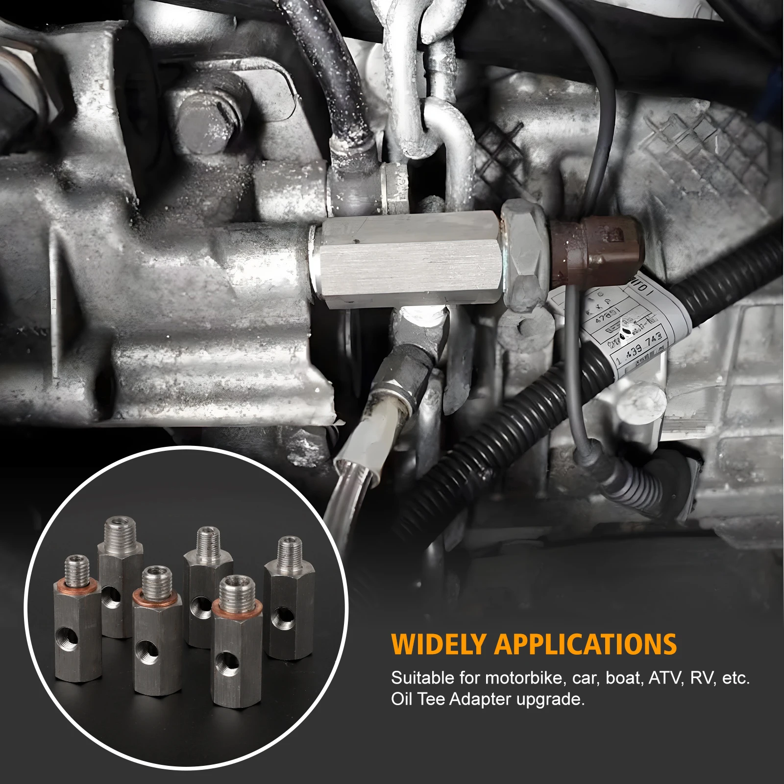 CNSPEED Rvs Zijgaten Oliedruksensor Connector 1/8 "NPT Vrouwelijke Naar M12 M10 M14 Feed Lijn Gauge tee Adapter