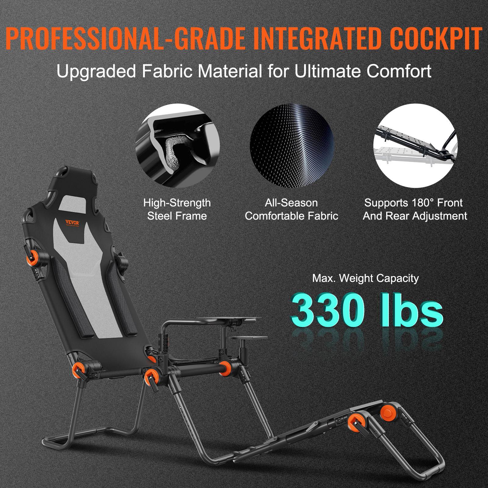 VEVOR Racing Wheel Stand Foldable Fit For Logitech Thrustmaster Fanatec Hori Mad Catz Carbon Steel Driving Simulator Cockpit