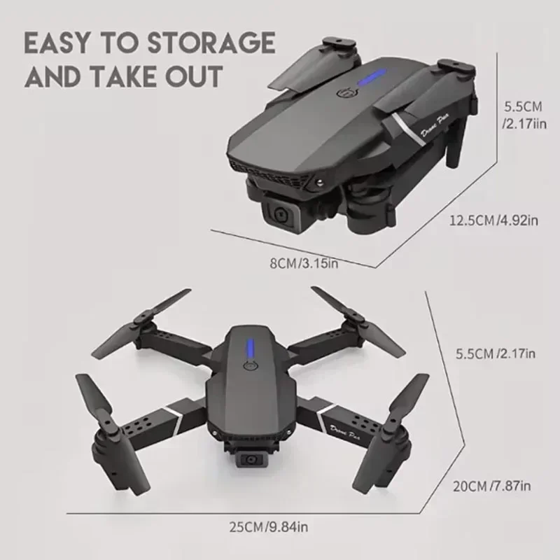 E88 Pro WIFI FPV Drone Wide Angle HD 4K 1080P Camera Height Hold RC Foldable Quadcopter Dron Helicopter Toy Christmas Boy's Gift