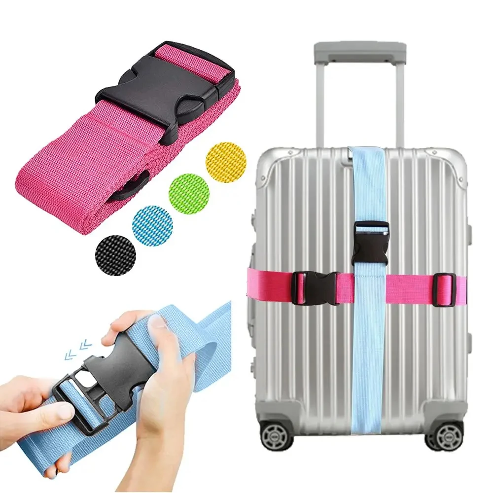 Cinghia di sicurezza per bagagli Accessori da viaggio regolabili Cinghia con fibbia per valigia con una parola Cintura per imballaggio per bagagli Accessori per valigie da viaggio