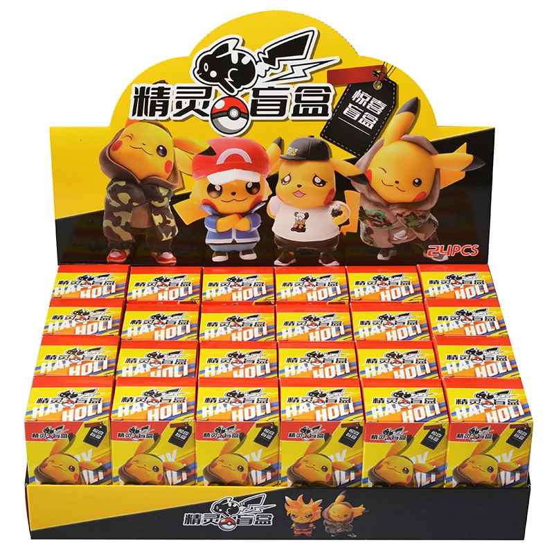 24 Teile/satz Pokemon Pikachu Blind Box Action Figur Modell Puppe Schlüsselbund Anhänger Dekorative Spielzeug Für kinder Weihnachten Geschenk