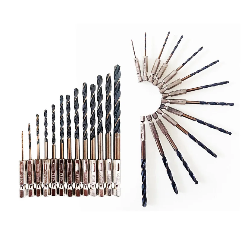 1pcs High Speed Steel 1/4 Hex Shank Twist Drill Bit Wood Metal Hole Cutter Core Drilling Tool Cobalt Twist Drill Bits 1.5mm-14mm