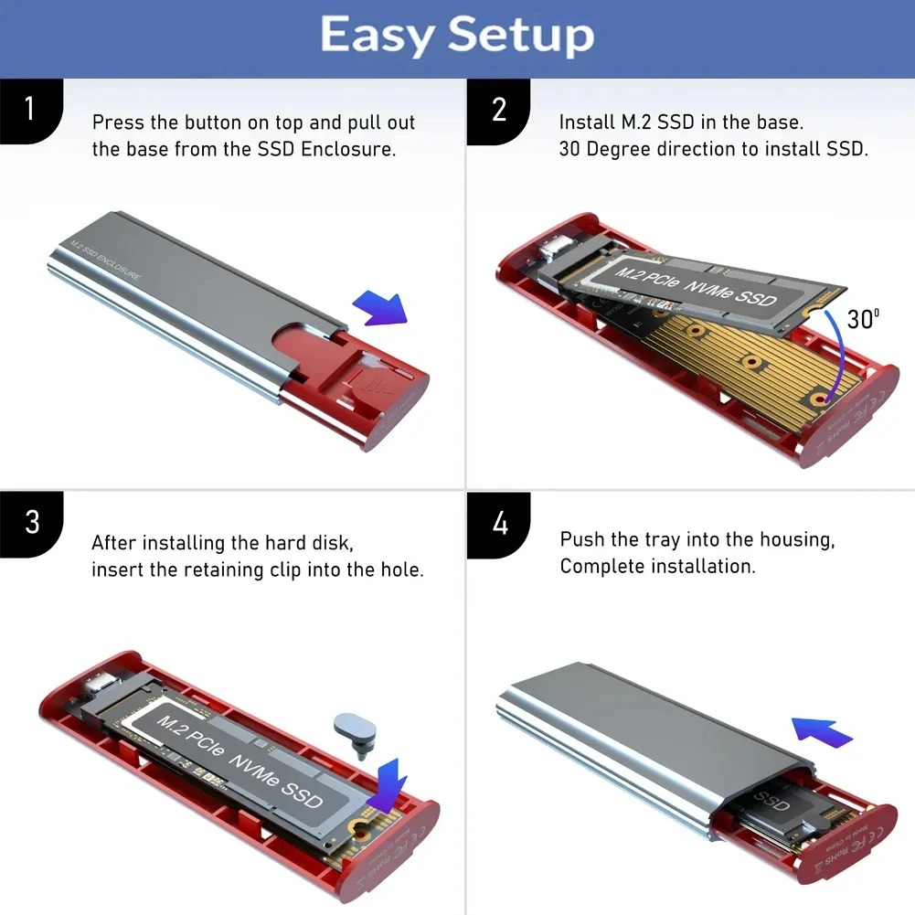 10 Gbit/s M2 NVMe/SATA SSD-Gehäuse SSD-Box M.2 NVME NGFF SSD zu USB 3.1-Gehäuse Typ-A auf Typ-C-Kabel für PC-Laptop-Zubehör