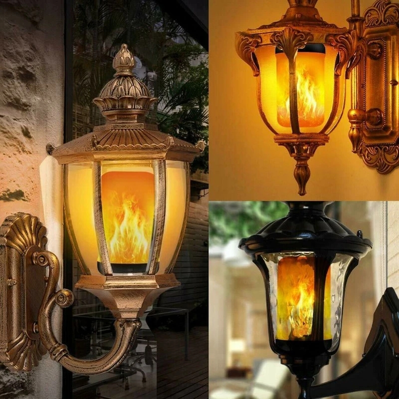 LED E27 불꽃 전구 화재 E14 램프 옥수수 전구 4 모드 파티 LED 조명 동적 불꽃 효과 85v-265v 홈 조명