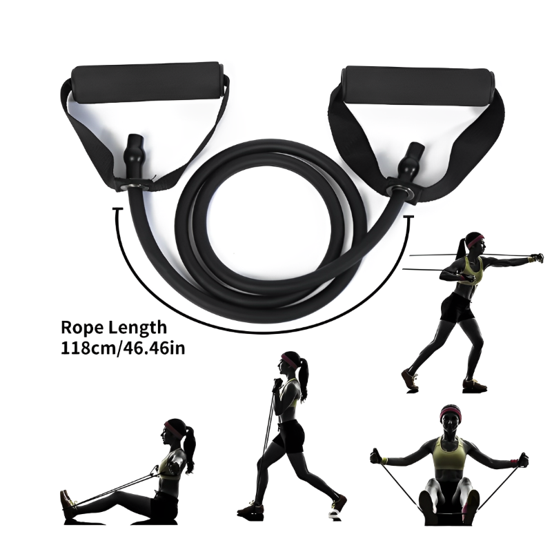 Bandas de resistencia con asas para hombre y mujer, equipo de entrenamiento de fuerza para el hogar, 5 niveles, banda de tubo, cuerda de tracción