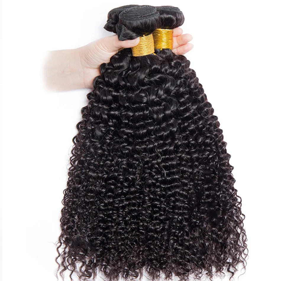 12a brasileiro afro kinky encaracolado pacotes com fecho pacotes de cabelo humano com frontal solto onda profunda pacotes de cabelo com fecho