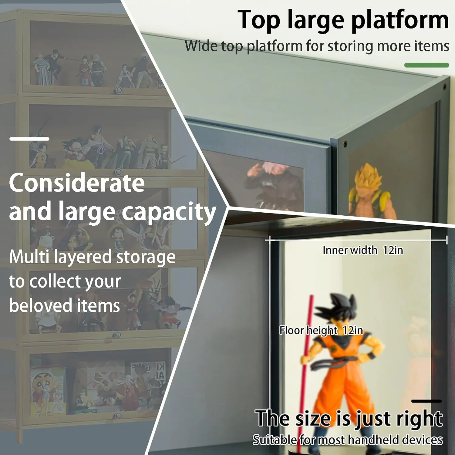 Curio Display Cabinet, Storage Shelves with Acrylic Door, Collectibles Toy Organizers Rack & Display Shelf, Display Case