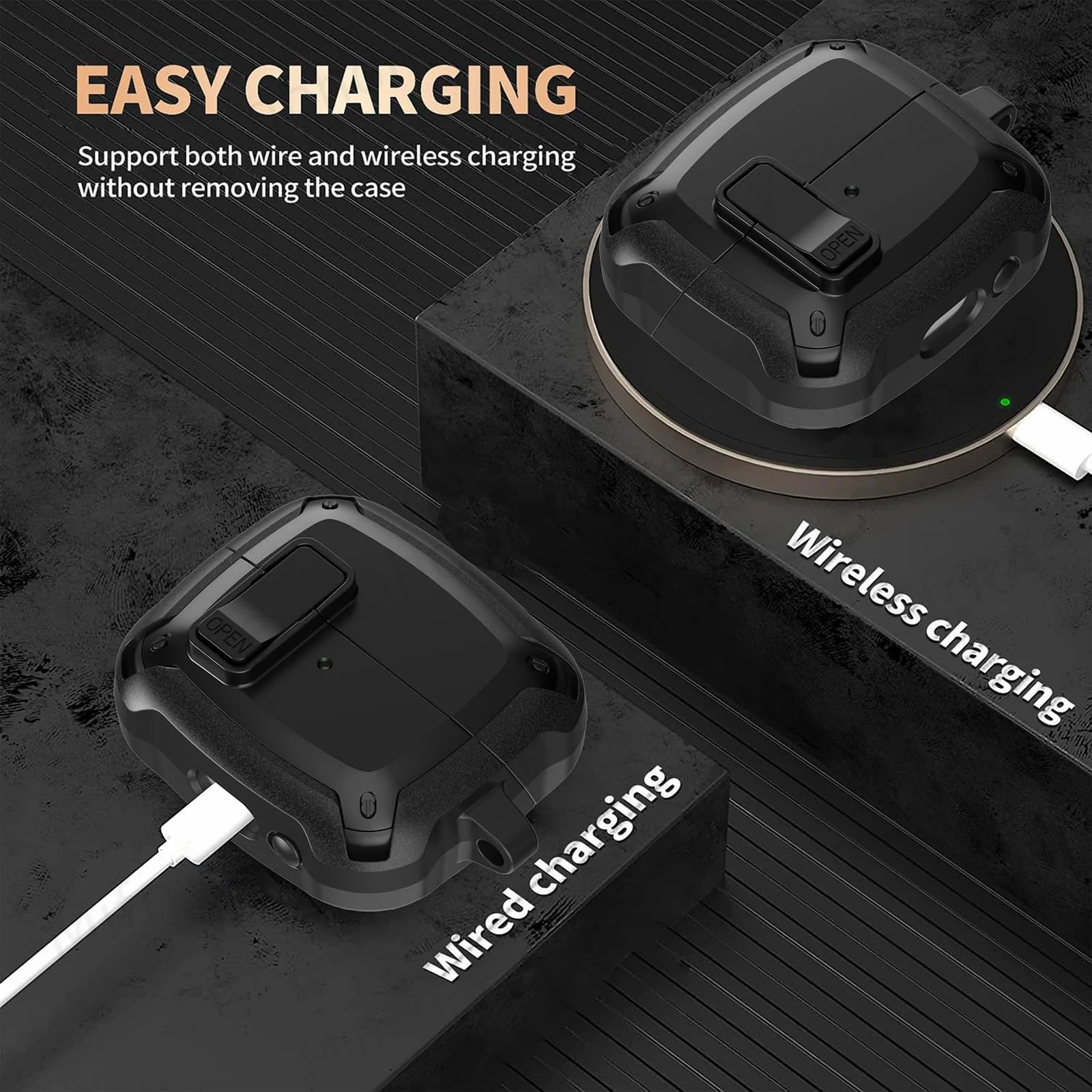 2024 [2-in-1] Rüstungshülle für Samsung Galaxy Buds 3/Galaxy Buds3 Pro Secure Lock Cover Buds3 Pro Cover mit Reinigungsset für Männer