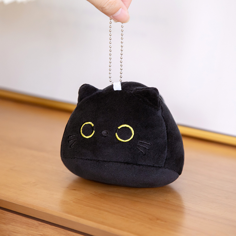 9/15/25CM Kawaii Nhỏ Âu Yếm Mèo Đen Sang Trọng Búp Bê Hoạt Hình Thú Nhồi Bông Bi Tròn Mèo Plushie Cô Gái túi Xách Móc Khóa Mặt Dây Chuyền Đồ Chơi