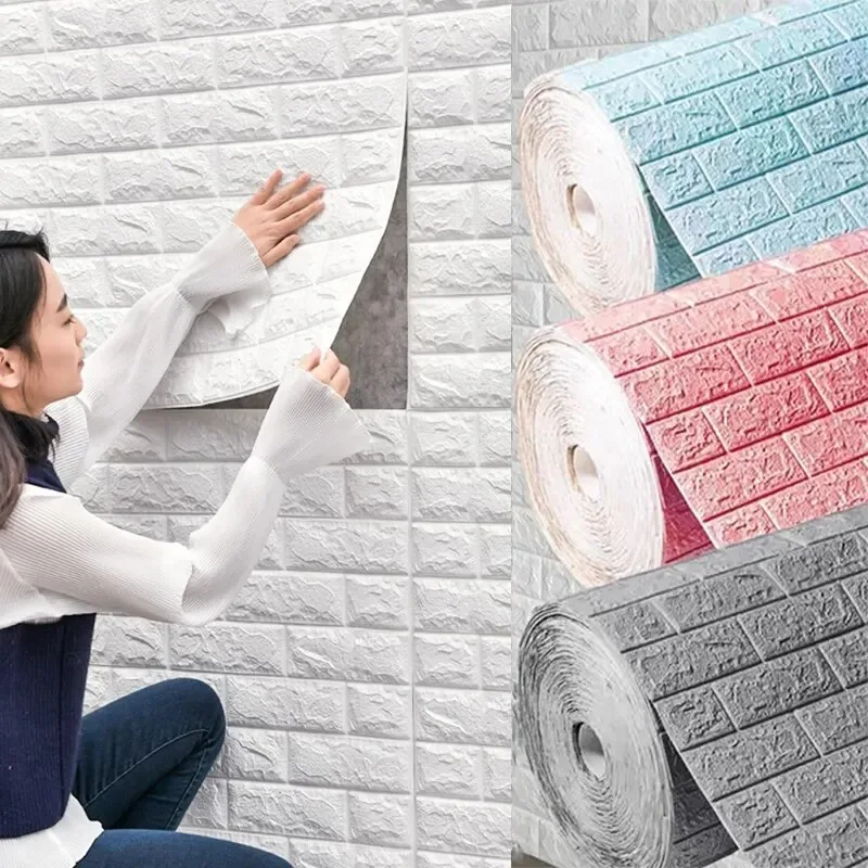 Papel de parede autoadesivo diy, 70cm * 100cm, padrão de tijolo, decoração moderna de casa, pvc, à prova d'água, adesivos de parede 3d, fundo de cozinha