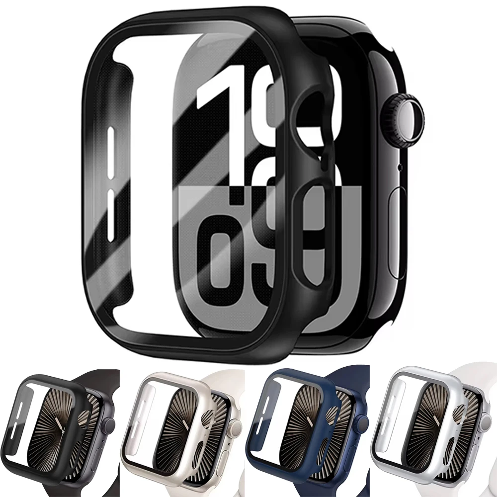Tempered Glass+Case For Apple Watch 11 10 46mm 42mm Ultra 3 49mm Screen Protector Cover iWatch 9 8 7 6 5 SE 45mm 41mm 44mm Shell