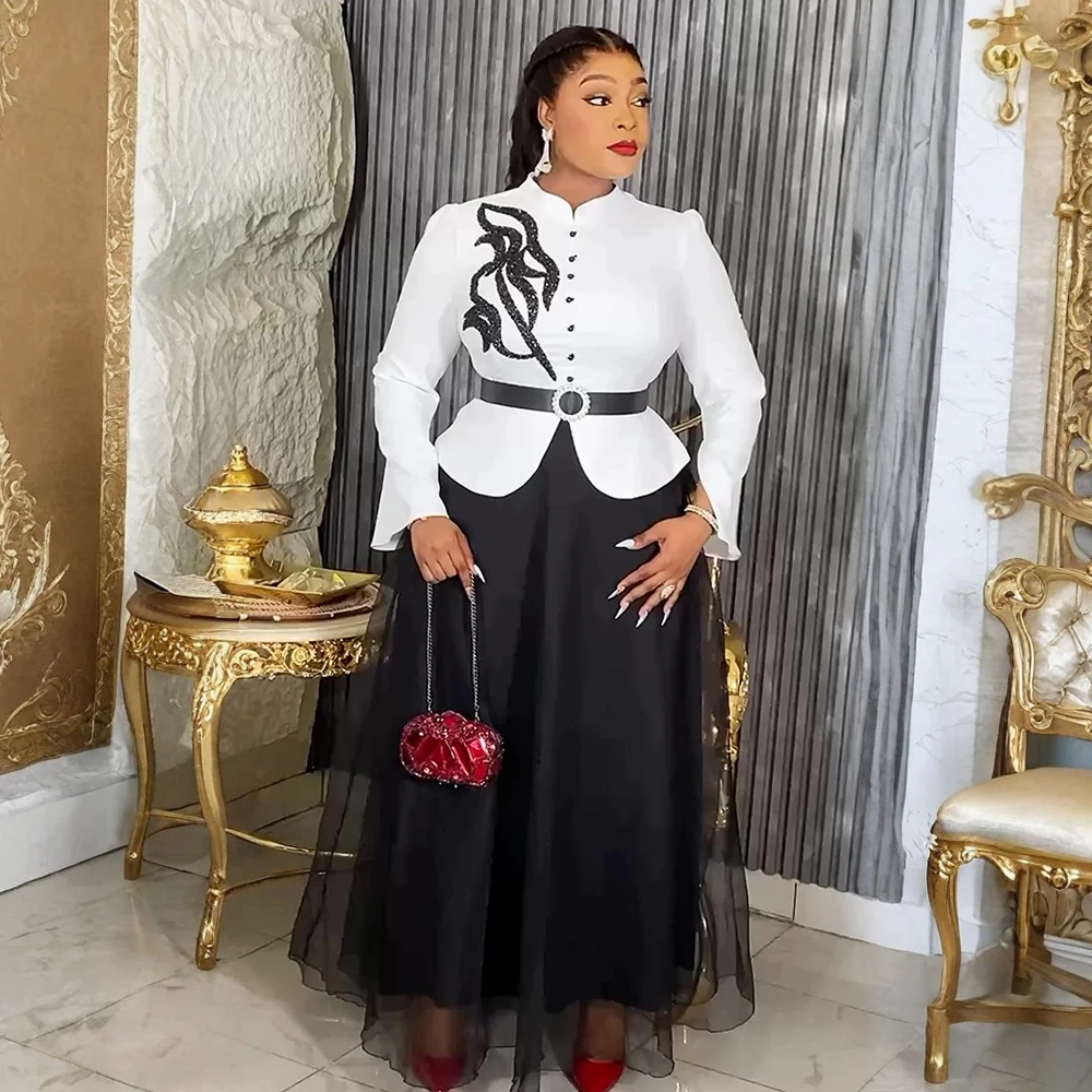 Plus Size Afrikaanse Feestjurken voor Vrouwen 2023 Nieuwe Mode Dashiki Ankara Bruiloft Avondjurk Elegante Moslim Maxi Jurk