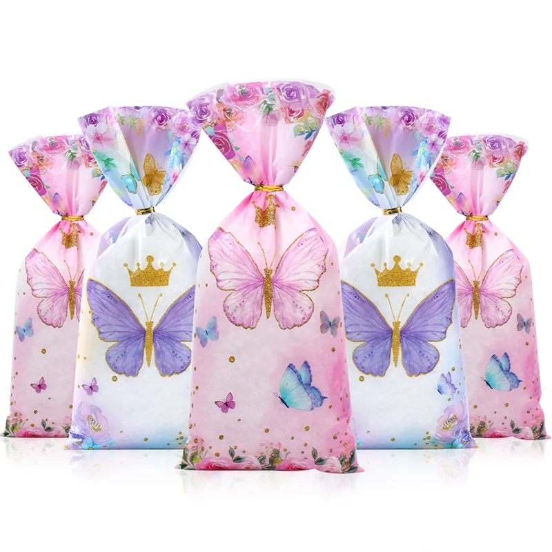 25/50/100 stücke Süßigkeiten Taschen Geschenk Verpackung Taschen Keks Schmetterling Geburtstag Party Dekorationen Geschenk Süßigkeiten Tasche Baby dusche Party Liefert
