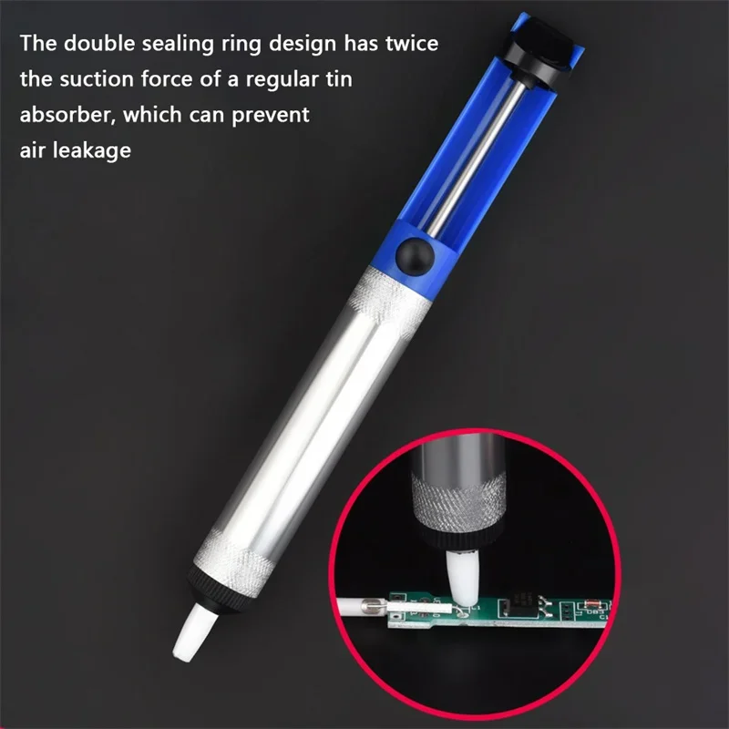 1 Pz Alluminio Dissaldatura Pompa di Aspirazione Strumento Saldatura Ventosa Aspirazione Penna di Stagno Dispositivo di Rimozione Blu Saldatore Al Vuoto Dissaldatore
