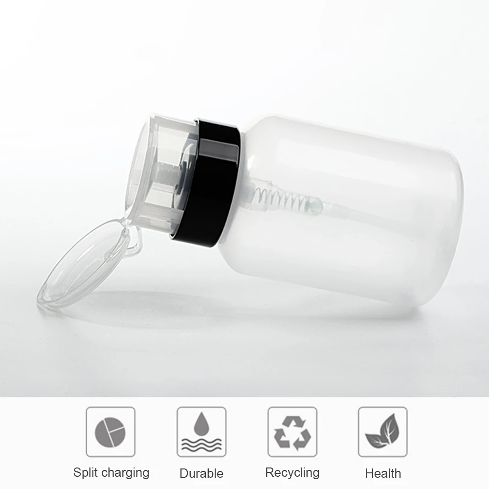 200ML 빈 펌프 액체 알코올 프레스 매니큐어 리무버 클리너 병 네일 리필 용 병 디스펜서 매니큐어 용기