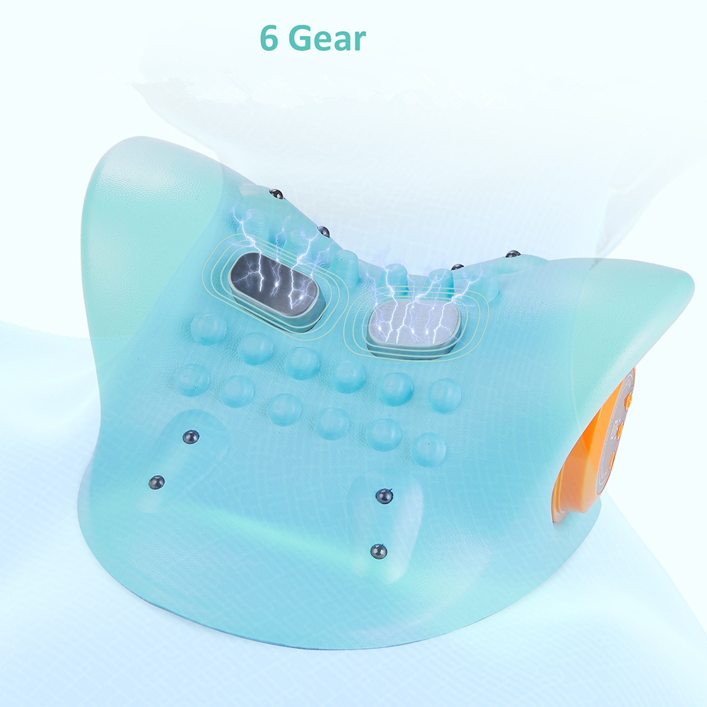 ไฟฟ้าคอปากมดลูกนวดหัวหมอนคอ Traction การสั่นสะเทือนนวดหมอนนวด ERGONOMIC คอสนับสนุน Stretcher