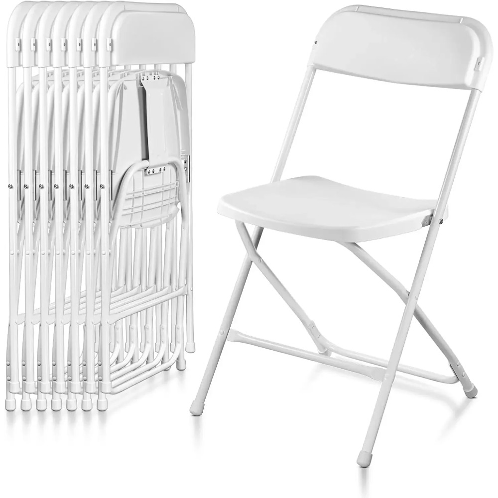 Plastic Folding Chairs, Indoor Outdoor Portable Stackable Commercial Seat with Steel Frame 350lb