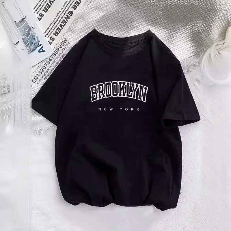 Mulheres brooklyn carta impressão t camisa menina gráfico harajuku 2023 streetwear roupas causal feminino y2k topos t