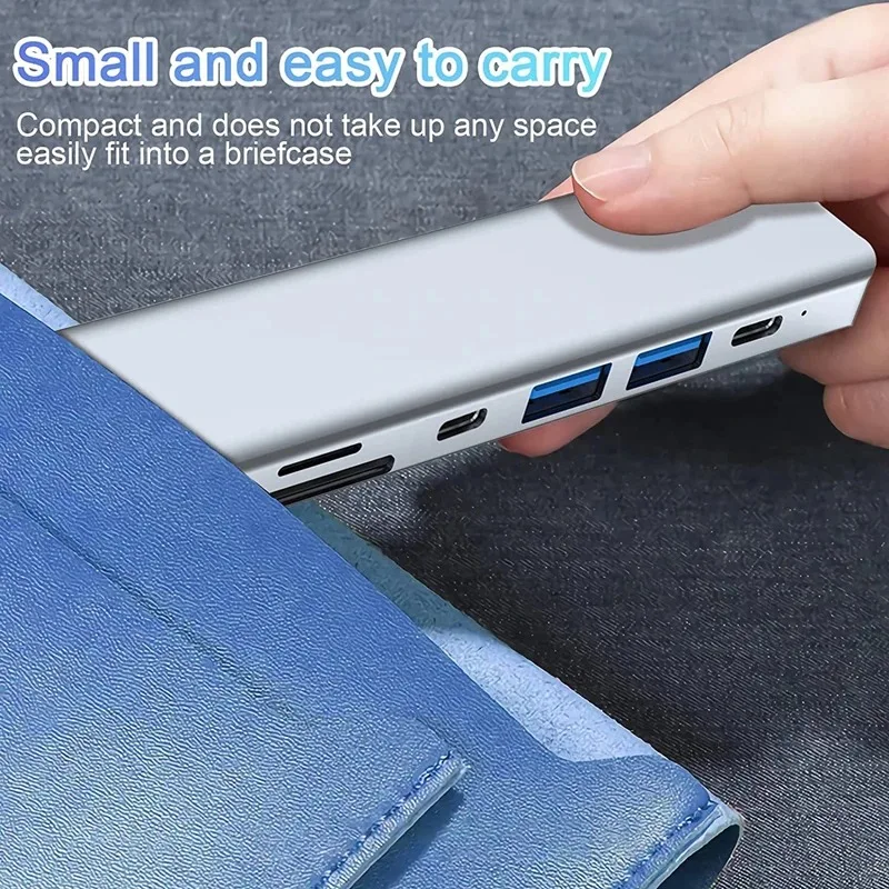 7 in 1 USB C HUB USB 3.0 HDMI 4K 60Hz Video USB2.0 SD TF Card Slot Reader Multi-Ports PD Charging for PC/Laptops/MacBook Pro