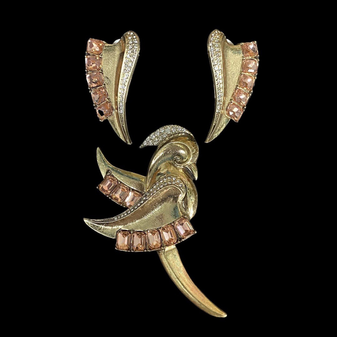 Brincos Cobre com Broche Zircão para Mulheres e Meninas, Chapeamento Dourado, Conjunto de Jóias, Presente Festa, Temperamento Vintage