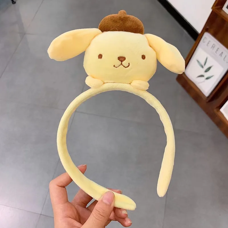 Sanrio Kuromi Melody Peluche Bambola Lavaggio del viso Trucco Fascia per capelli Kawaii Cinnamoroll Accessori per capelli elastici antiscivolo dolci