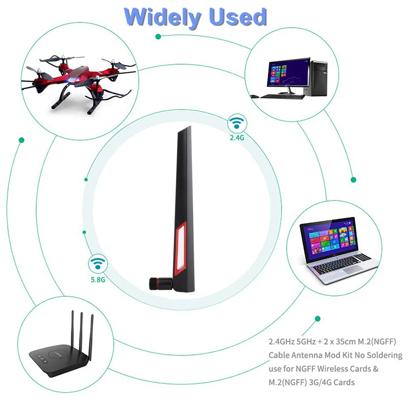 12dbi Ăng Ten WIFI 2.4Ghz 5Ghz 5.8Ghz RP SMA Đực Đa Năng Antena Wifi Dành Cho ASUS Khuếch Đại WIFI Router tăng Cường Tín Hiệu Antenne