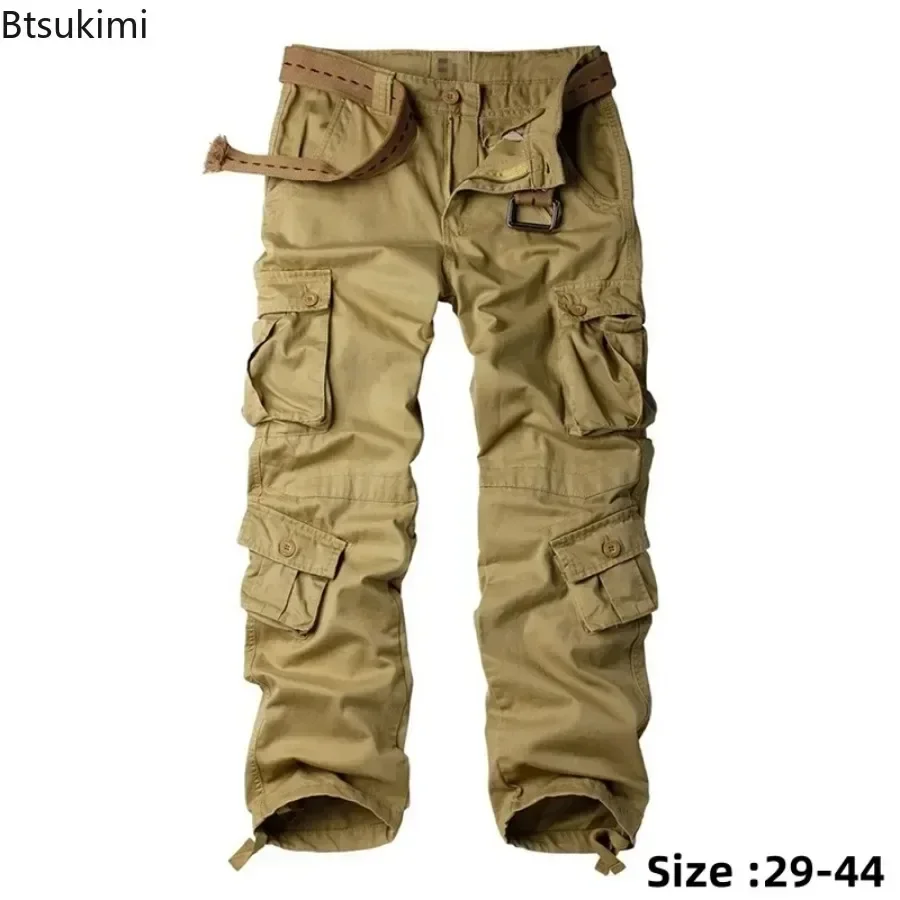 2025 männer Baumwolle Cargo Hosen Mode Acht Taschen Sport Hosen Hosen Männlichen Oversize Lose Gerade Streetwear Hosen für Männer