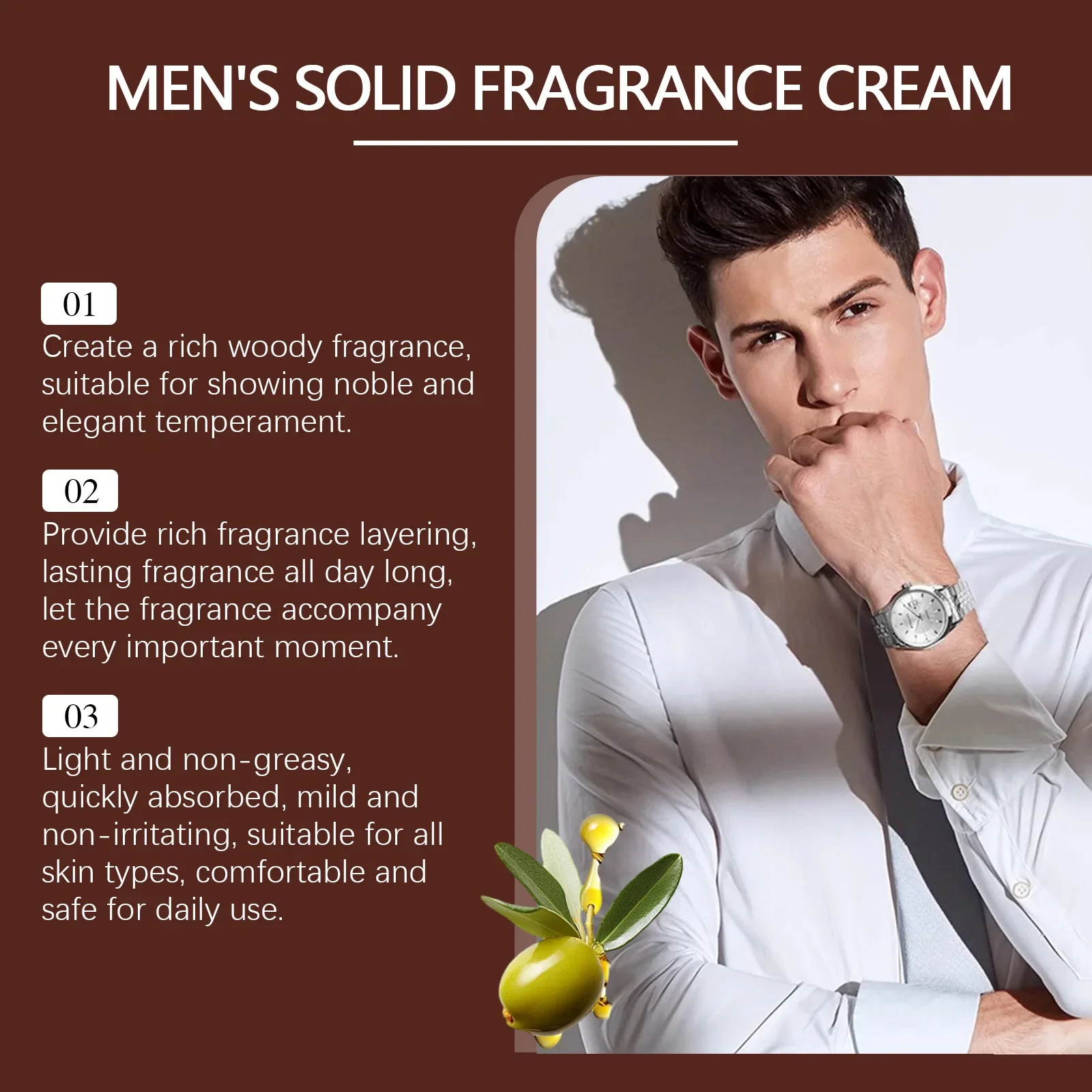 Fester Parfümbalsam für Herren, tragbarer fester Parfümbalsam mit langanhaltendem Duft, erfrischend und nicht klebendem Deodorant für Männer