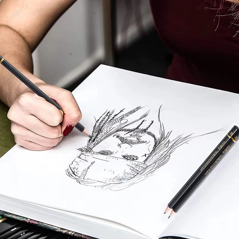 12 ชิ้น Professional วาดร่างดินสอชุดดินสอศิลปะแกรไฟต์แรเงาดินสอสําหรับผู้เริ่มต้นและศิลปิน Pro อุปกรณ์โรงเรียน