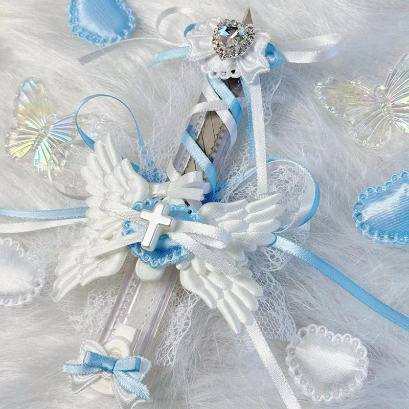 Kawaii Rosa Engelsflügel Allzweckmesser Süße Mode Allzweckmesser Niedliche Express-Box Brieföffner Briefpapier Papierschneider Geschenke