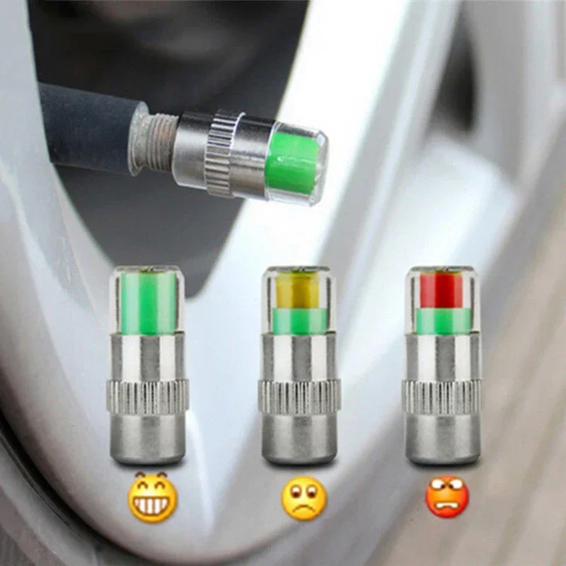 Novo 4 pçs indicador de pressão dos pneus do carro medidor alerta monitoramento tampa da válvula sensor detecção externa