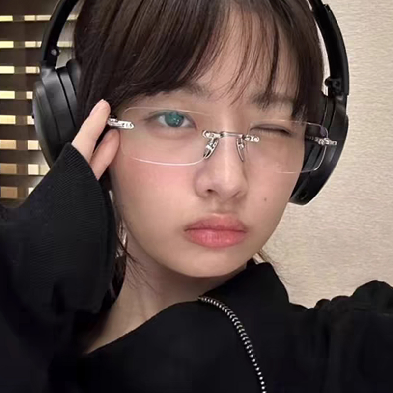 Gafas sin montura Harajuku para mujer, gafas rectangulares transparentes, gafas de bloqueo, gafas ópticas antiazules sin marco