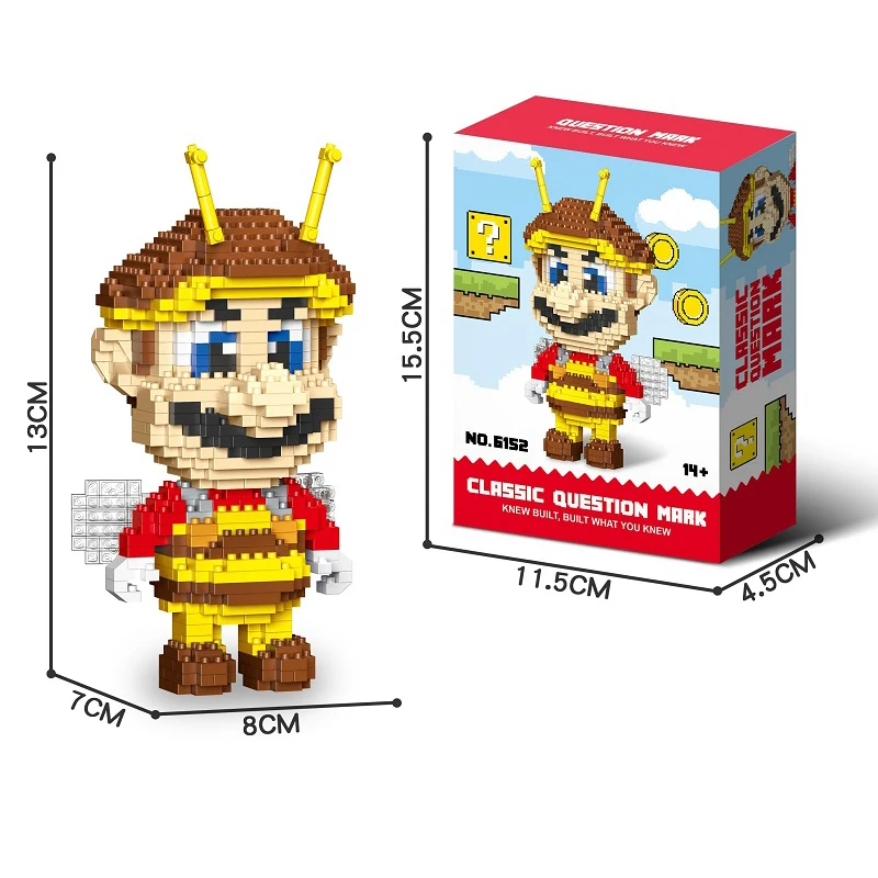 อะนิเมะ Mario Building Blocks ตัวเลข Luigi Yoshi การ์ตูนอนุภาคขนาดเล็กประกอบบล็อกตุ๊กตาของเล่นเด็กของขวัญ