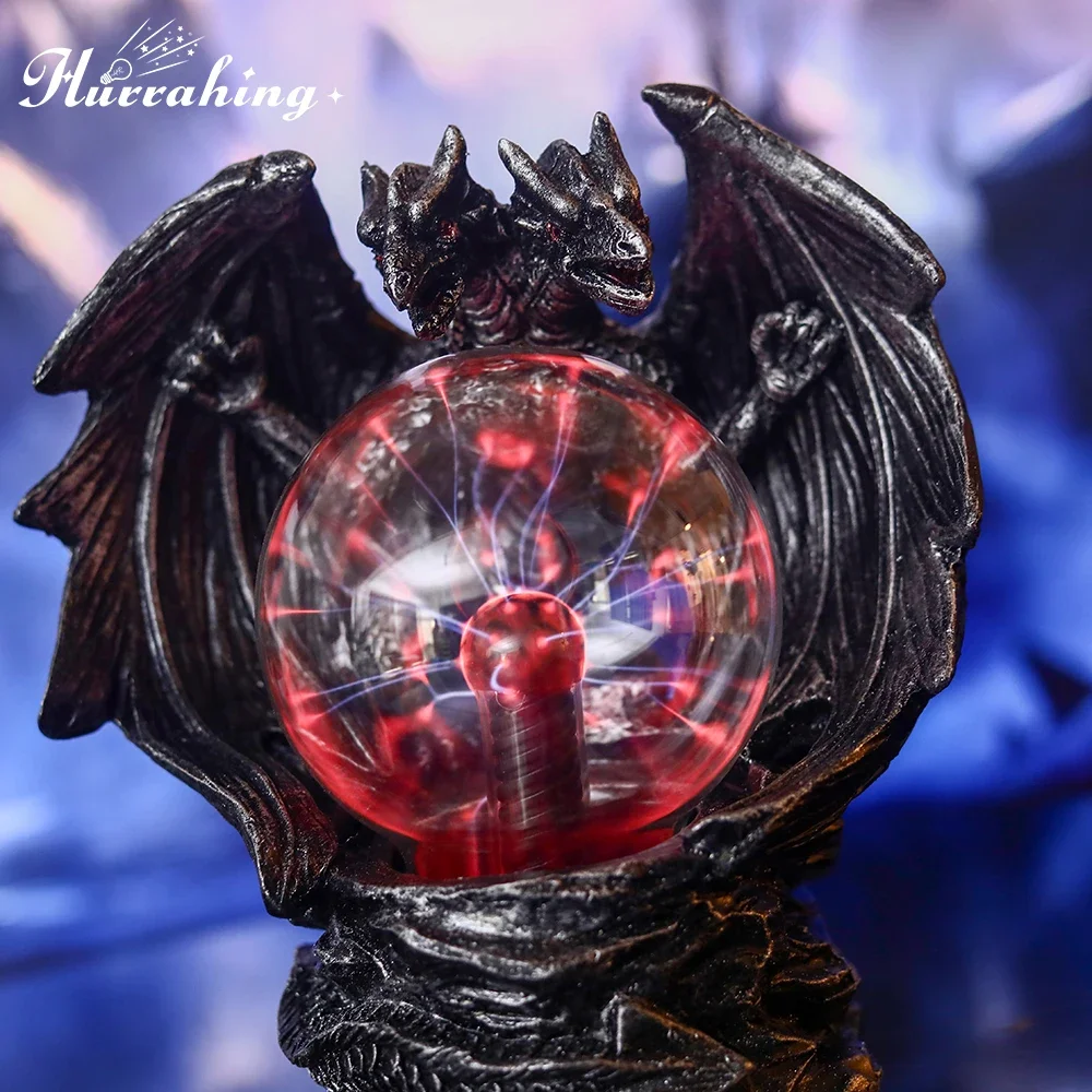 Lámpara de Plasma de dragón de doble cabeza, 5V, USB, bola de cristal de 3 pulgadas, inducción táctil, iluminación científica, decoración de mesa interior fresca