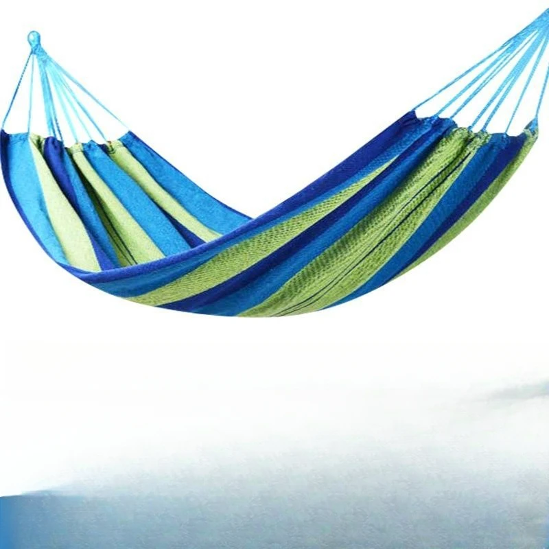 Single portable outdoor camping canvas hammock, nylon color matching hammock, high-strength parachute cloth hammock