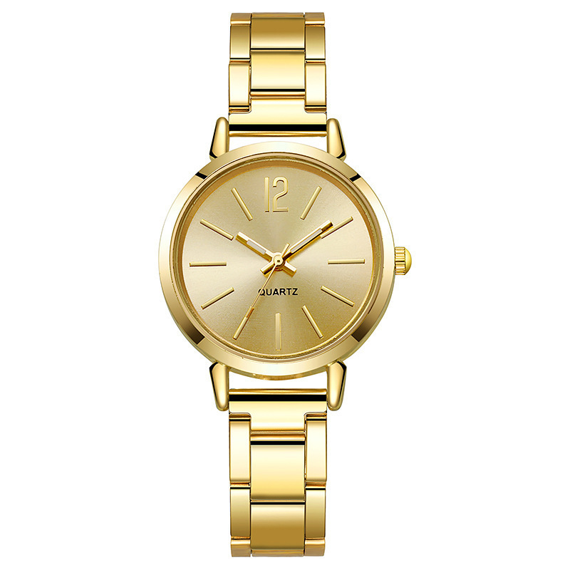 Montre à quartz de mode pour montre de luxe pour femme, cadran circulaire simple, montre pour femme en acier inoxydable