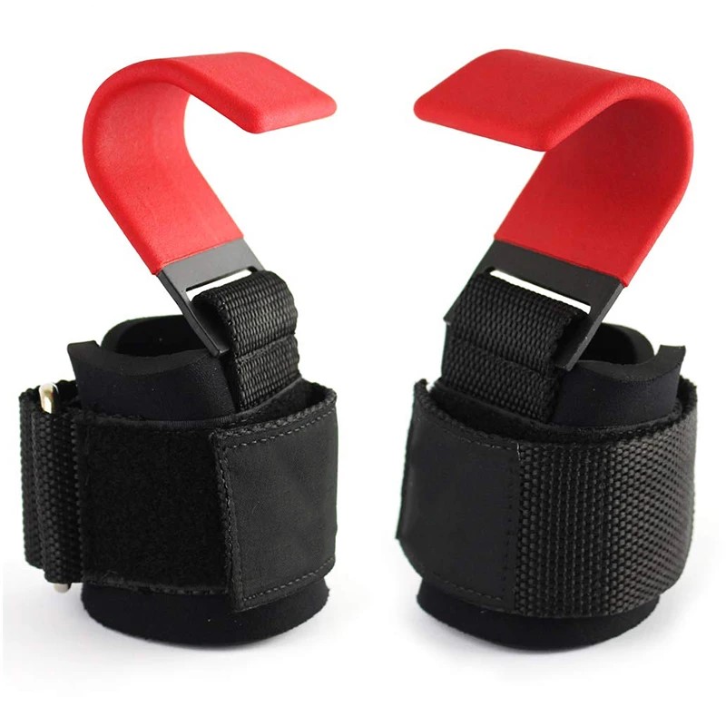 Impugnature per gancio per sollevamento pesi con fasce da polso Cinghia da polso per barra a mano Palestra Gancio per fitness Cinghia per pesi Pull-up Guanti per sollevamento pesi