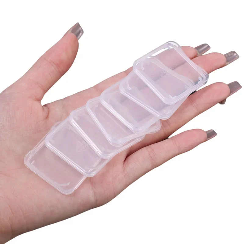 Caja de almacenamiento transparente para tarjeta de memoria SD TF CF, funda protectora portátil antipérdida, caja de plástico transparente para tarjeta de memoria
