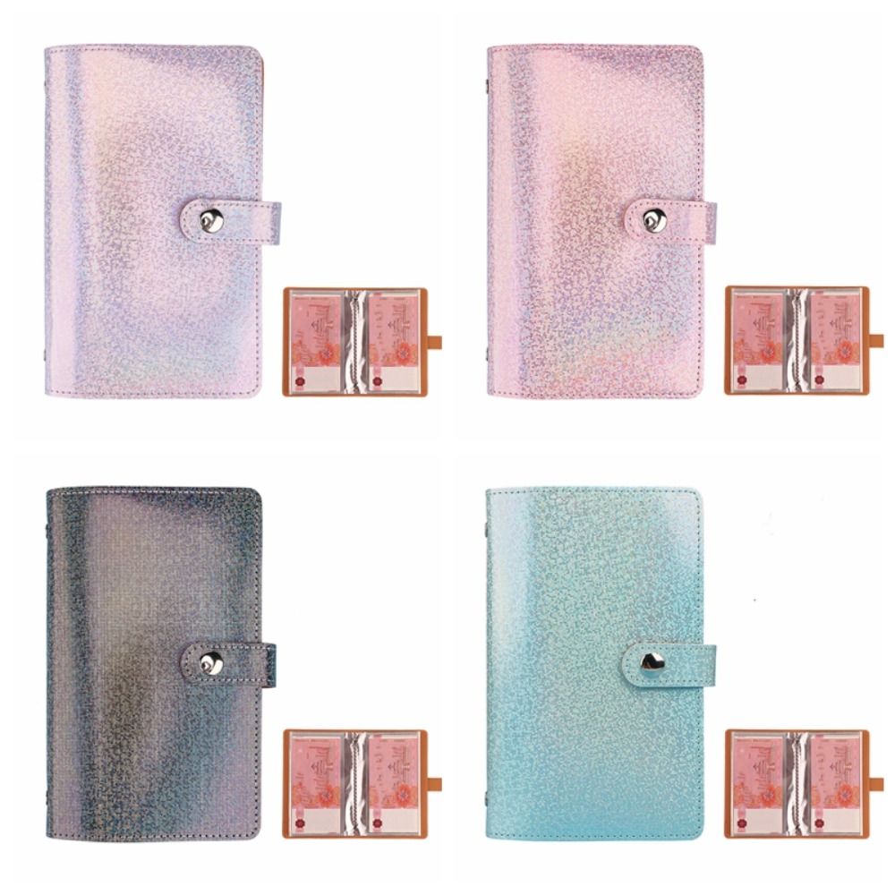 50 folhas de poupança de dinheiro pasta bling brilhante envelopes portáteis poupança desafios recarregável couro do plutônio dinheiro orçamento pasta