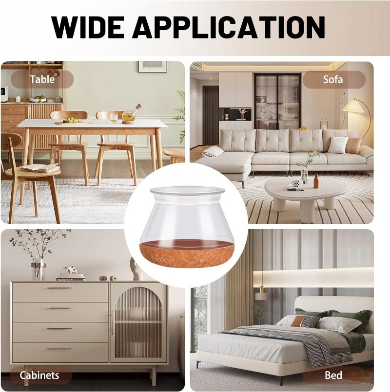 24Pcs Chair Leg Floor Protectors for Hardwood Floors, Silicone Chair Caps Covers Furniture Pads Sliders  Wrapped Felt Bottom