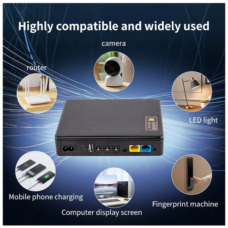 Home Mini UPS Small 5v 9v 12v Dc POE Modem Lithium Battery Bank Uninterruptible Power Supply Companies for Wifi Router Optical