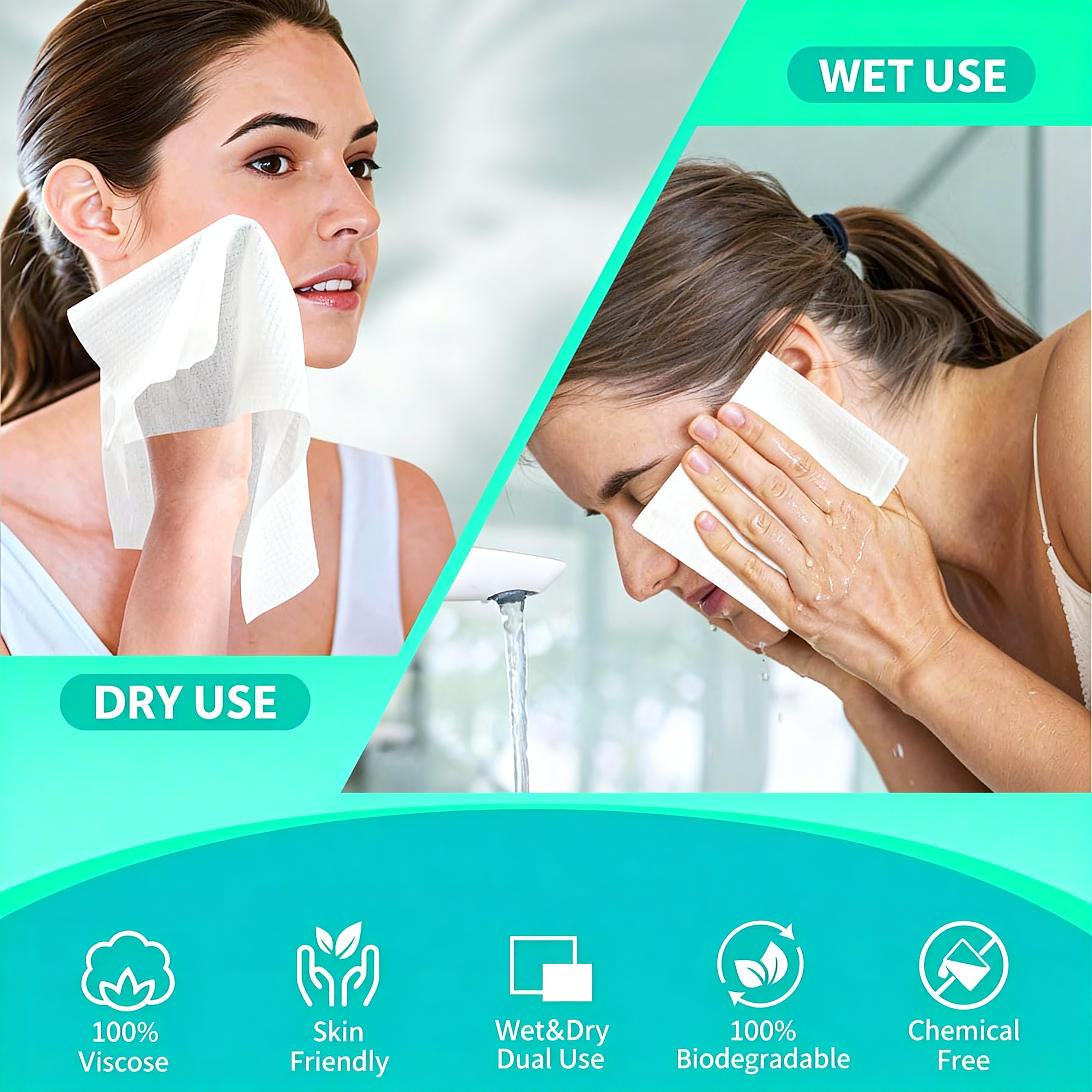 Одноразовое полотенце для умывания лица, плотный хлопок, мягкий, бумага, размер единицы 25x30 см (упаковка нового дизайна)